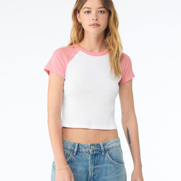 Bella Ladies Micro Rib Raglan Baby T-Shirt Thumbnail