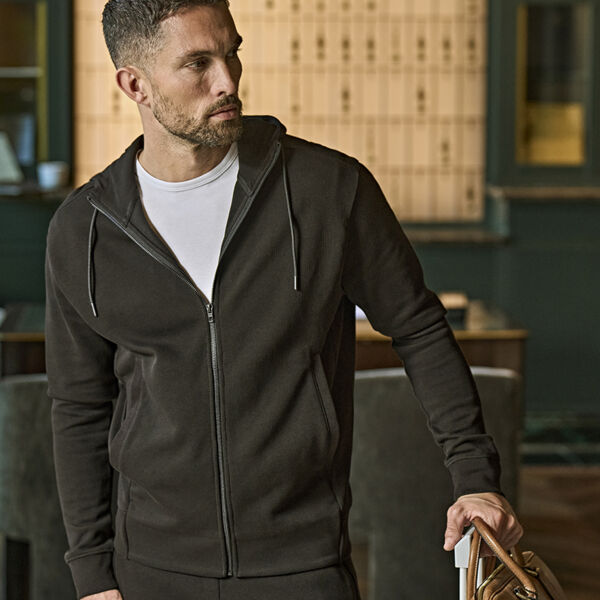 Tee Jays Ribbed Interlock Full Zip Hooded Sweatshirt Thumbnail