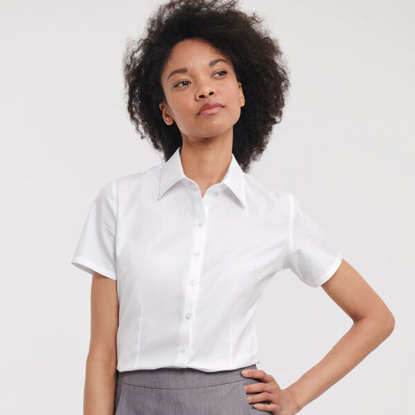 Women's short sleeve herringbone shirt Thumbnail