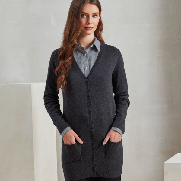 Premier Ladies Longline V Neck Cardigan Thumbnail
